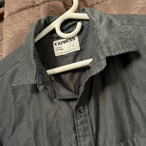 Express Classic Soft Wash Button-Down Shirt Grey Size Large